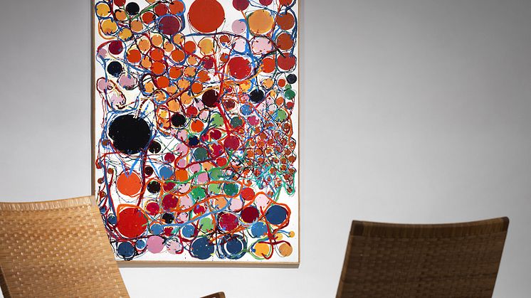 Atsuko Tanaka- Uden titel, 1966. Signeret. Lakfarve på lærred. 130 x 97 cm. Vurdering 4-6 mio.kr.