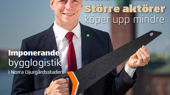Omslaget till Byggmaterialhandlarnas nya tidning ByggMaterial