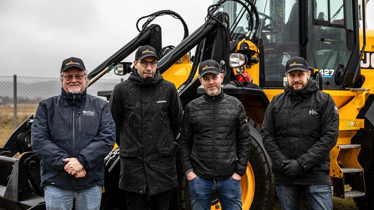 Från vänster Anders Lindberg som är näringschef inom Klippans Kommun Ted Johansson från Ljungbyheds Motorbana samt projektledare Jonas Ericsson och eventansvarige Daniel Lindstedt