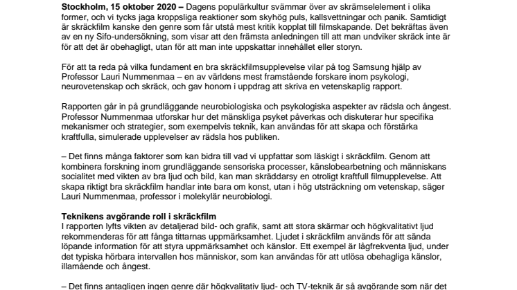 Vetenskaplig rapport ska ge världen ännu läskigare skräckfilmupplevelser