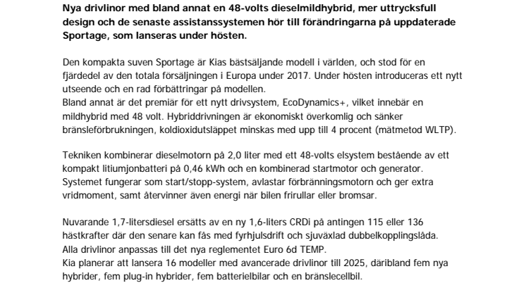 Kia avslöjar uppdaterad Sportage