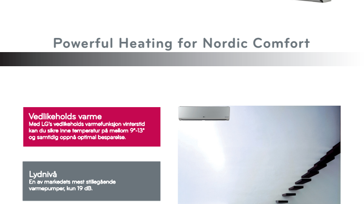 Produktark LG Nordic ArtCool varmepumpe