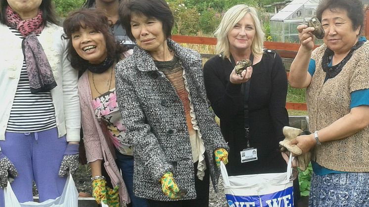 Regeneration Manager for ng homes Margaret Fraser joined residents for their potato harvest