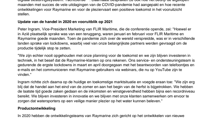 Raymarine persconferentie: nieuwste productontwikkelingen en  update van de handel in 2020 