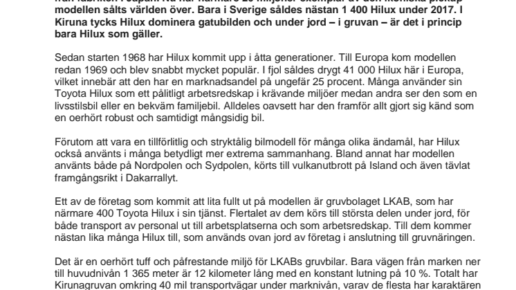 50-årsjubilerande Toyota Hilux dominerar i Kiruna