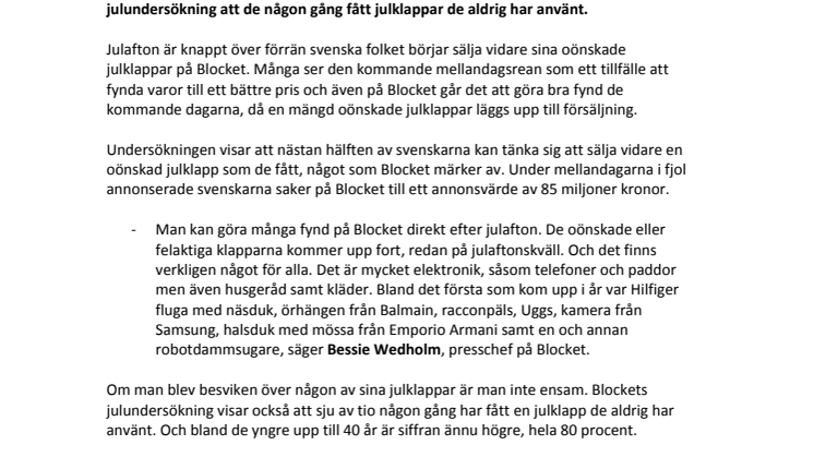Fulklappshandeln 2015: Kläder och inredning toppar listan på det vi inte vill ha i julklapp