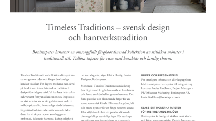 Timeless Traditions - svensk design och hantverkstradition