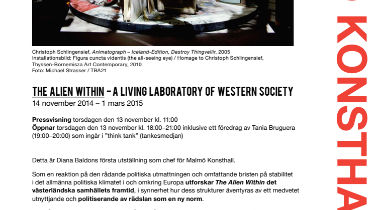 The Alien Within – A living laboratory of Western society, ny utställning på Malmö Konsthall