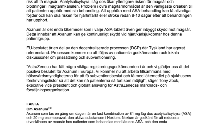 Axanum får positivt besked för godkännande i Europa