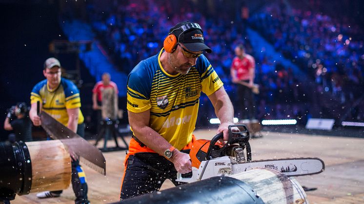 Svenska landslaget i Timbersports i Lillehammer 2017. Foto: STIHL Timbersports.