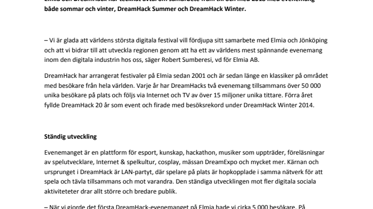 DreamHack stannar på Elmia
