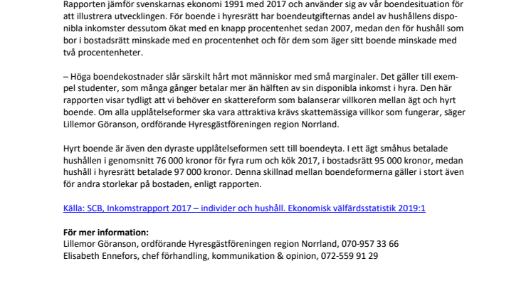 ​Hyresgäster har högst boendekostnader