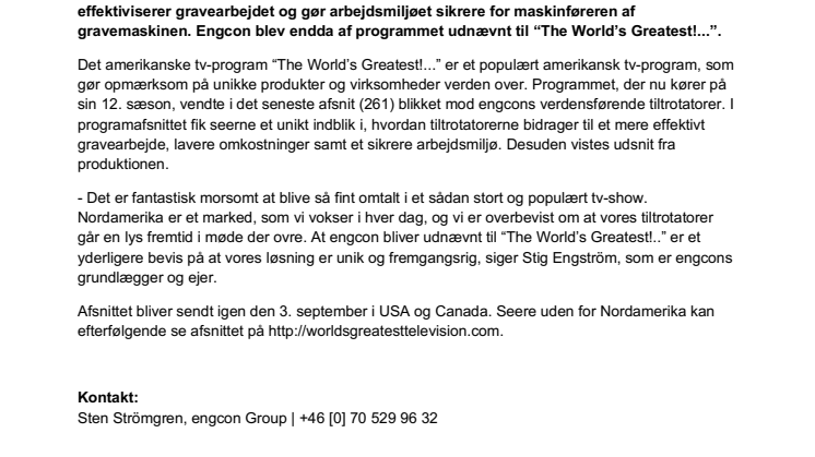 Engcon stjal showet i amerikansk tv-program - tiltrotatorerne blev udnævnt som “Verdens bedste”