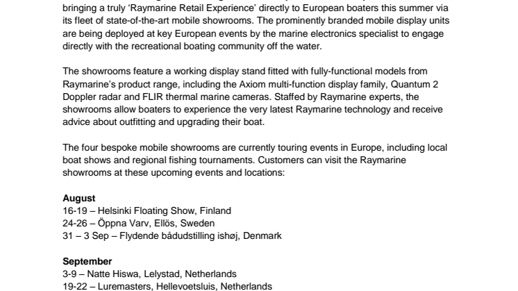 Raymarine: Mobile Showrooms Bring Latest Raymarine Technology Directly to Boaters  