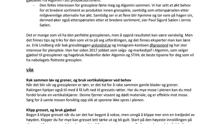 Nabolagets grønneste gressplen – hele sesongen