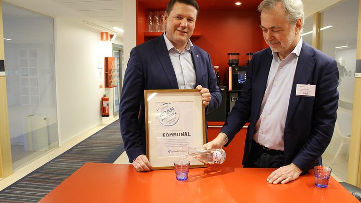 Kommunals ordförande Tobias Baudin och Svenskt Vattens kommunikationschef Dan Löfgren.