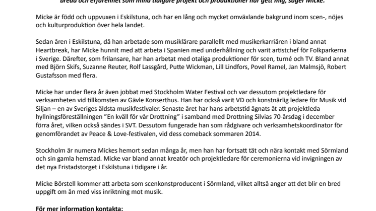 Scenkonst Sörmland anställer Micke Börstell