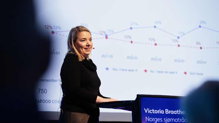 Norges sjømatråds utsending til Storbritannia, Victoria Braathen, er en av foredragsholderne på Ombordfrystkonferansen Foto: Kristin Støylen