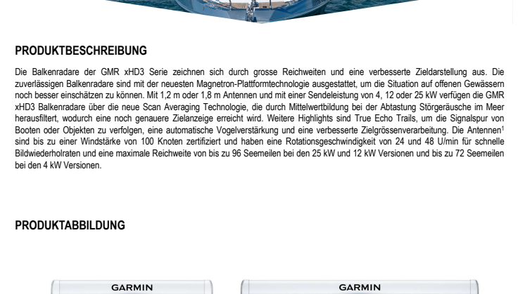 Datenblatt_Garmin_CH_GMR xHD3 Balkenradare