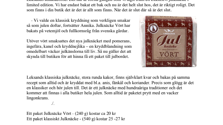 Årets julknäcke redan slut från bageriet