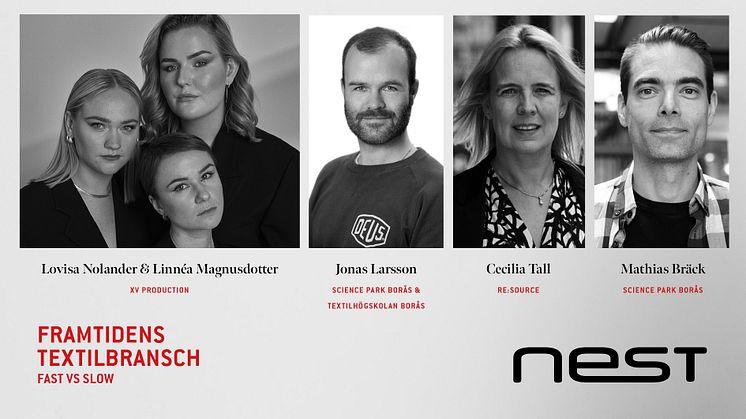 Medverkande på panelsamtalet Framtidens textilproduktion den 7 december kl 11:30 i Textile Fashion Center, Borås 