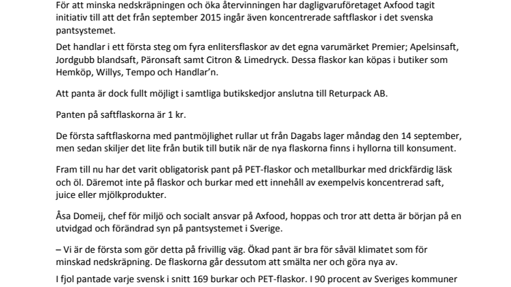 Pant även på saftflaskor