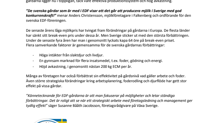 Svenska mjölkbönder stärker sin konkurrenskraft