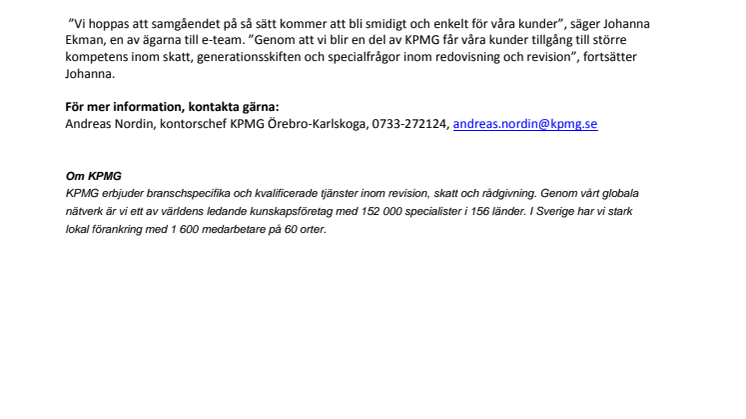 KPMG förvärvar E-team