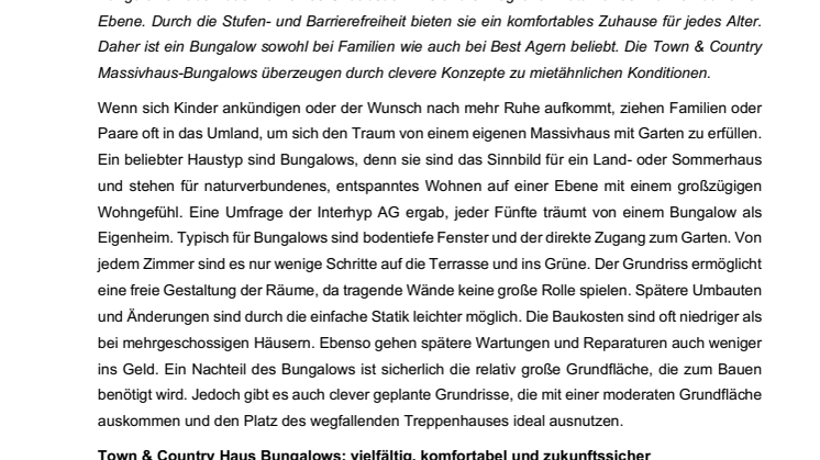 Bungalows – Entspanntes Wohnen auf einer Ebene für jedes Alter