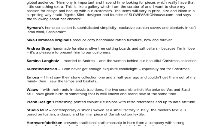 On November 2, SLOWFASHIONhouse.com is opening a new department