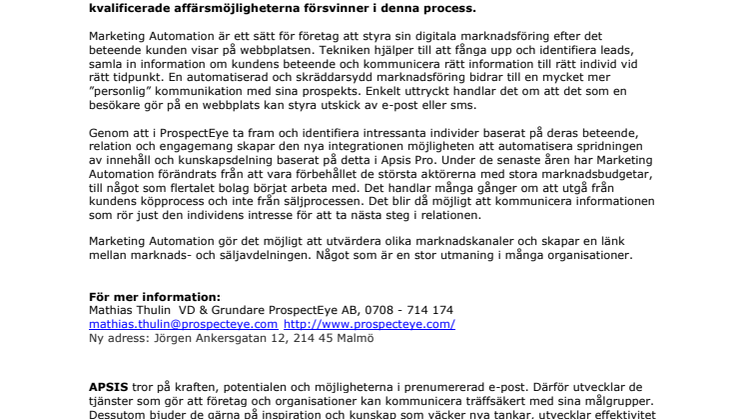 ProspectEye och Apsis integrerar för större och starkare effekt