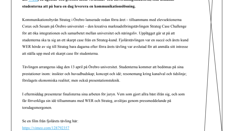 Fjolårssuccén Strateg Case Challenge är tillbaka – arrangeras idag den 13 april på Örebro universitet