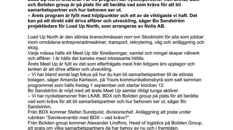 Load Up North: Skapa affärer på Meet Up med LKAB, BDX och Boliden