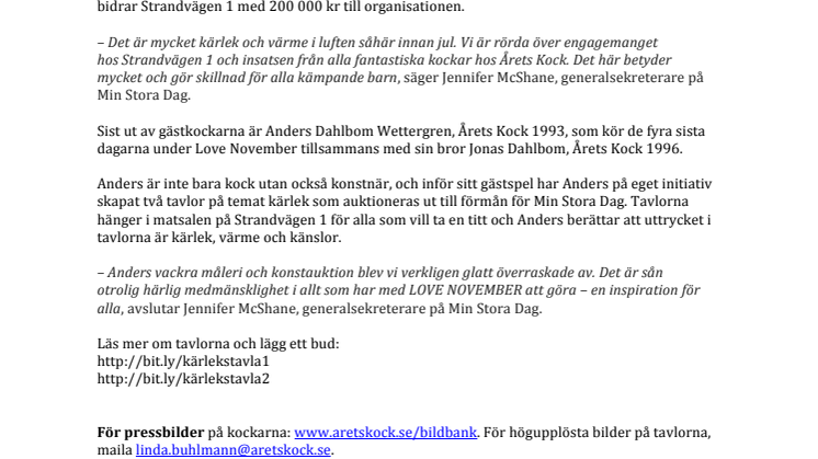 Anders Dahlbom Wettergrens tavlor auktioneras ut till förmån för Min Stora Dag