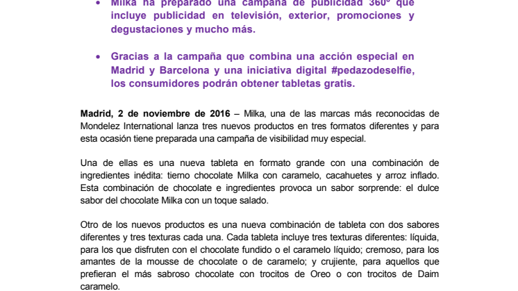 Milka anuncia a lo grande sus tres nuevos lanzamientos
