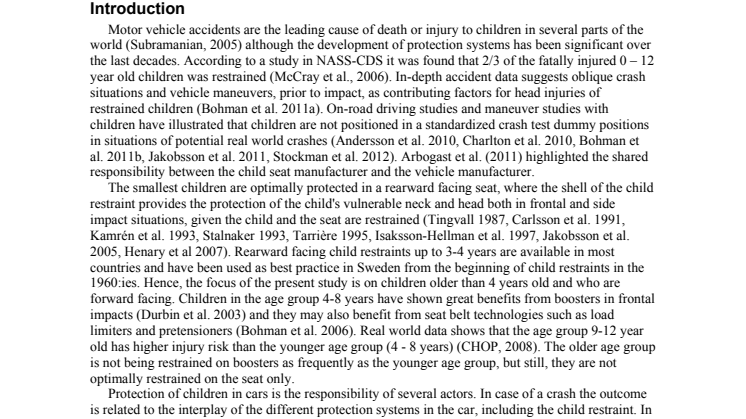 The balance of vehicle and child seat protection for the older children in child restraints