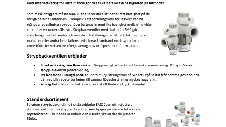 Strypbackventil med skala - för säkrare maskininstallationer
