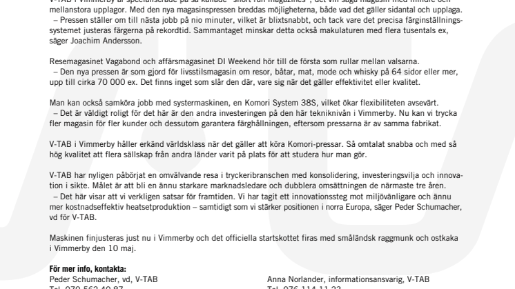 V-TAB TAR MAGASINSTÄTEN I NORRA EUROPA