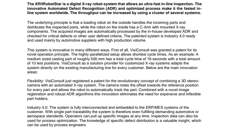 XRHRobotStar: High-volume in-line inspection