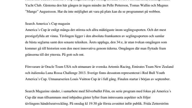 America’s Cup och svenska satsningar genom åren 