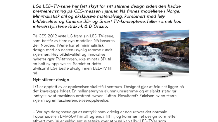 TVen blir interiørdetalj når LG lanserer ny designserie i Norge