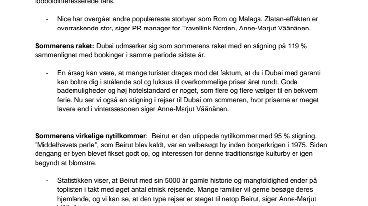 Sommerens rejser går til Beirut og Dubai