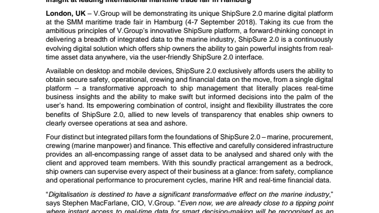 Digitalisation goes mobile with ShipSure 2.0 at SMM