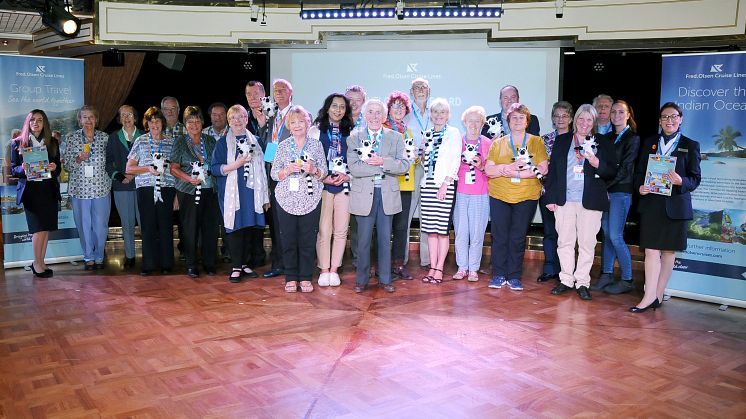 Group travel organisers on board Braemar at Southampton 