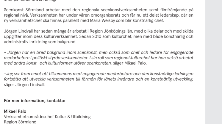 Ny verksamhetschef på Scenkonst Sörmland
