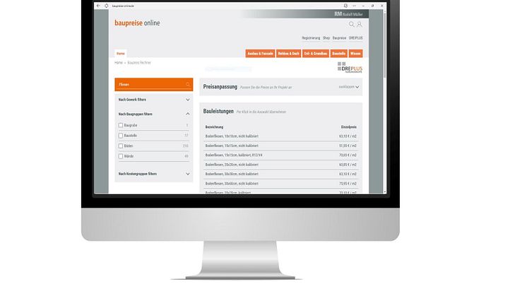 Jetzt Baupreise kalkulieren! Die neue Datenbank mit über 6.900 Leistungspositionen & komfortablem Baupreisrechner. Foto: Verlagsgesellschaft Rudolf Müller