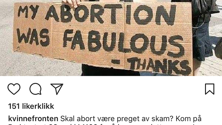 Dette bildet bruker Kvinnefronten for å fronte arrangementet førstkommende lørdag. Hentet fra deres Instagram-profil. 