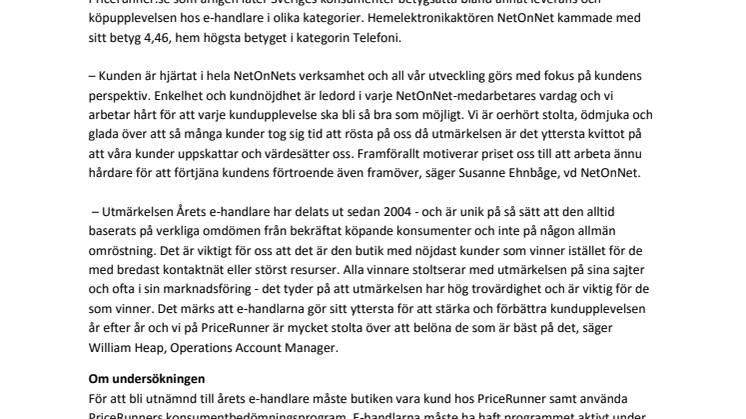 NetOnNet är 2017 års bästa e-handlare inom kategorin Telefoni