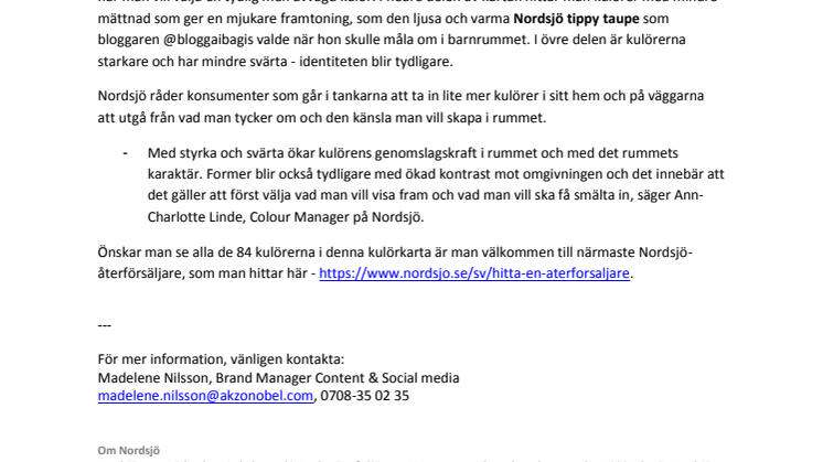 Nordsjö lanserar ny kulörkarta: Simply Colourful