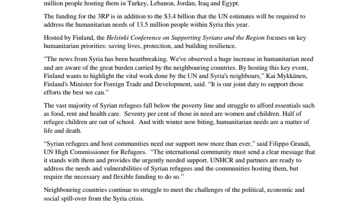 ​United Nations and Partners Strengthen Commitment to Syrians and Neighbours Affected by Syria Crisis